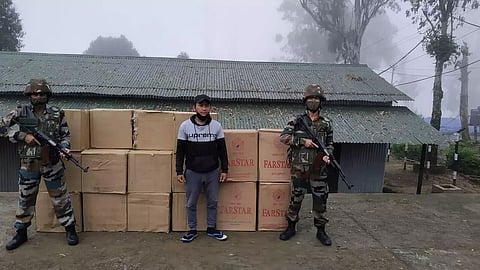 Smuggled foreign-origin cigarettes seized by Assam Rifles in Mizoram