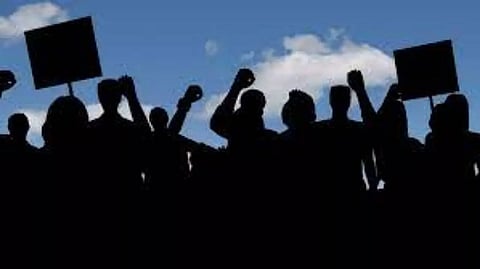 CPI(M) protest against assault on ex-minister Bhanu Lal Saha in Tripura