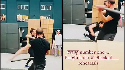 Bollywood Actress Kangana Ranaut shares glimpse of fight practice for 'Dhaakad'