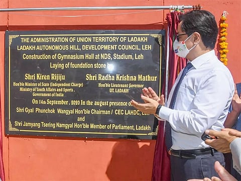 Kiren Rijiju lays foundation stones for various sports facilities in Ladakh