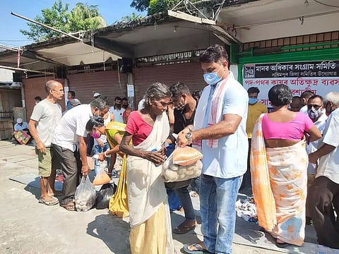 MASS distributes food items among 120 needy families of street vendors in Lakhimpur