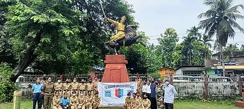 NCC cadets clean statues of heroes in Lakhimpur district