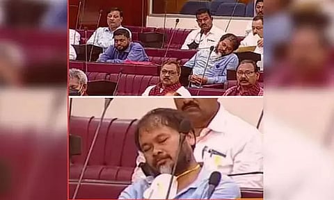 Akhil Gogoi Seen Napping in Assembly During Assam CM Himanta Biswa's Speech