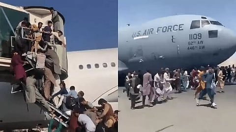 Afghans clinging to side of US military aircraft as it prepares to take off