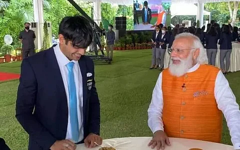 PM Narendra Modi interacts with Indian Olympic contingent