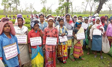 Protest by tea garden  labourers
