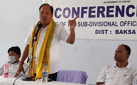 Assam Assembly Speaker Biswajit Daimary interacts with government officials in Tamalpur