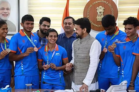 Sports Minister felicitates World U20 Athletic medallists