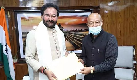 Meghalaya Arts & Culture Minister Sanbor Shullai meets G.K Reddy in Delhi
