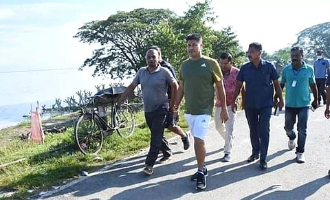 Minister Pijush Hazarika lays foundation of 14 roads in Thowra Constituency