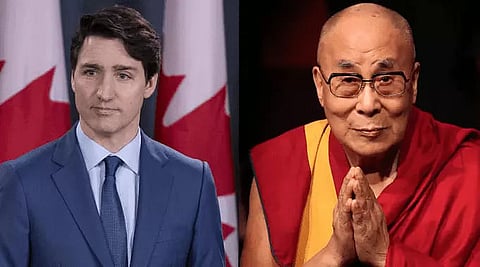 Dalai Lama greets Prime Minister Justin Trudeau on his party's victory