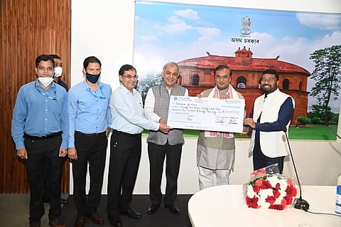 BCPL Managing Director Reep Hazarika Presents Cheque of 22 Crore as Share of Dividend to Assam Government
