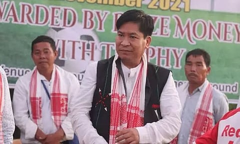 Foundation stone for Bhikkhu Niwas laid by MLA Somlung Mossang in Bordumsa