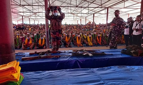 Commander-In-Chief Along with 46 DNLA Rebel Surrender Arms in Dima Hasao, Assam