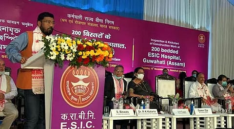 Minister Rameswar Teli kick-starts construction work of 200-bedded ESIC hospital in Guwahati