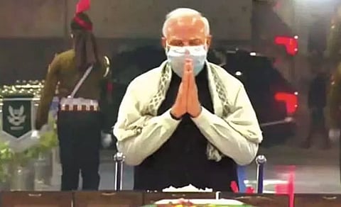PM Narendra Modi pays homage to crash victims at Palam airport