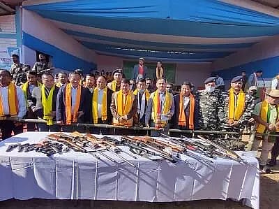 67 Dimasa National Liberation Army rebels surrender, deposit cache of arms