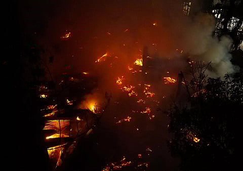 Fire broke out at furniture shop near ITA office at Geetanagar