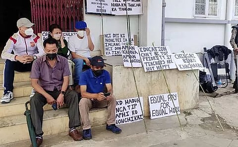 Teachers stage protest in Shillong; demand fair wages