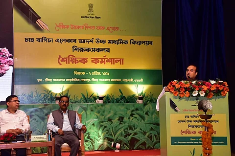 Chief Minister Himanta Biswa Sarma interacts with teachers of new TE schools