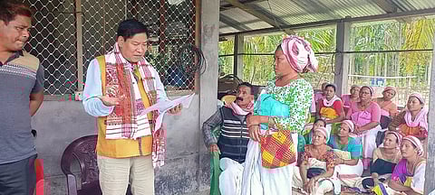 MLA Somlung Mossang takes stock of cyclone damage at Diyun