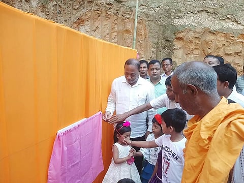 Parimal Suklabaidya lays foundation stones for two Model Anganwadi Centres in Cachar district