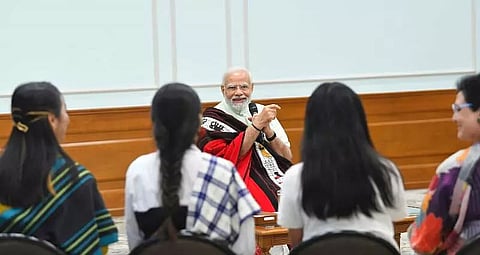 Prime Minister Narendra Modi hosts women students from Nagaland