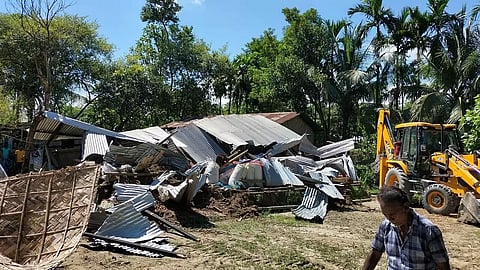 Darrang district administration demolishes houses of alleged encroachers