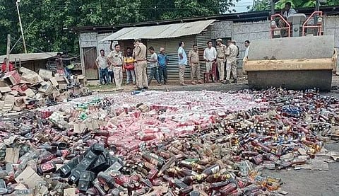 Confiscated illegal liquor valued at Rs 58 lakh destroyed in Bokajan