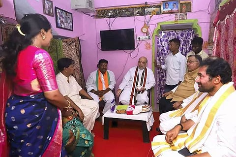 Union Home Minister Amit Shah visits BJP worker's house in Secunderabad