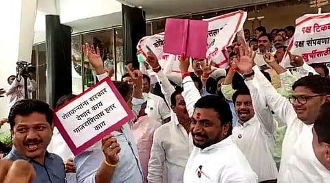 Eknath Shinde group, Opposition MLAs in jostling, fisticuffs outside Legislature