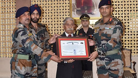 Two engineer regiments of India Army get Arunachal Governor BD Mishra's citation