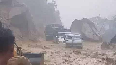 Landslides block vital road in Arunachal Pradesh; 3 vehicles washed away
