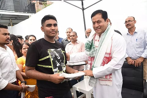 Union Minister Sarbananda Sonowal pays homage to Mahatma Gandhi