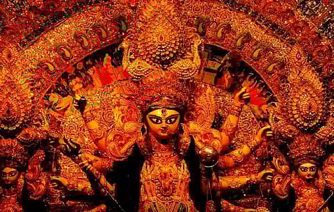 Durga Puja celebration with traditional pomp and gaiety in Kalaigaon
