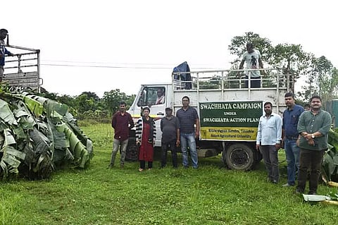 Vermicompost from banana leaves in Krishi Vigyan Kendra, Tinsukia