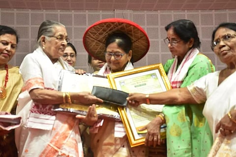 Lekhika Sanstha confers 'Adarsh Matri Bota' to Bina Sarma in Dhubri