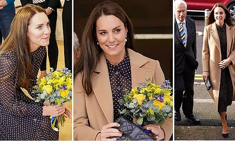 Princess of Wales Kate Middleton dresses in Ukrainian flag colours to meet refugee families