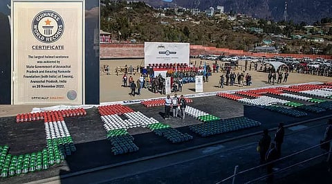 Arunachal Pradesh: Tawang Enters Guinness Book Of Records By Forming Largest Helmet Sentence