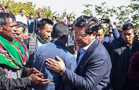 Assamese stranded in Meghalaya; Conrad K Sangma visits Mukroh, pays ex gratia