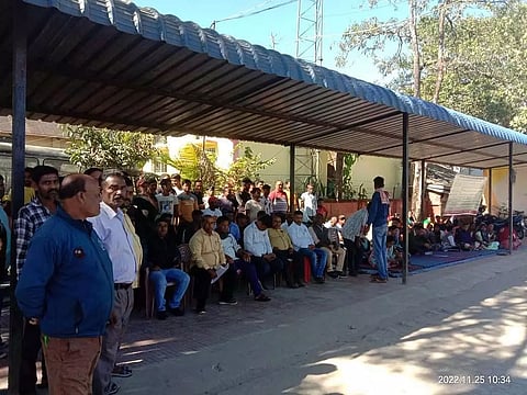 Municipal employees demand release of pending salaries, staged sit-in at Dibrugarh