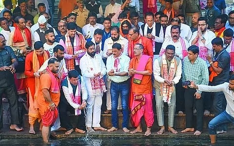 Maharashtra CM Eknath Shinde offers prayers at Kamakhya Temple in Guwahati