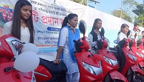 Scooties under Pragyan Bharati Scheme distributed in Dhemaji