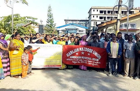 Municipal employees stage protest in Dibrugarh