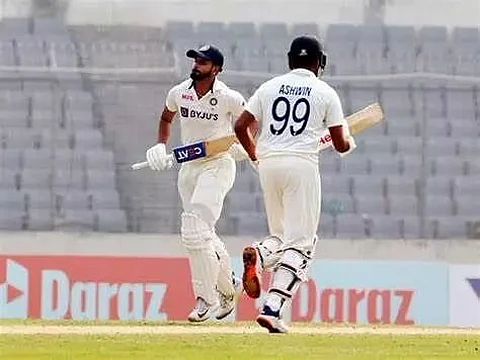 PIX: India pull of thrilling win; sweep Bangladesh 2-0