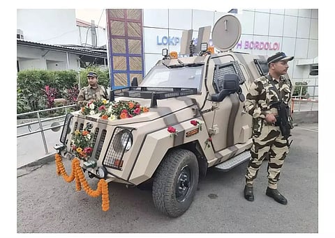 Mahindra Armoured Vehicle Put on Duty at LGBI Airport