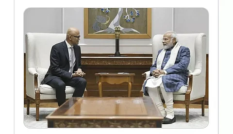 Microsoft CEO Meets PM Narendra Modi During His Four Day Visit In India