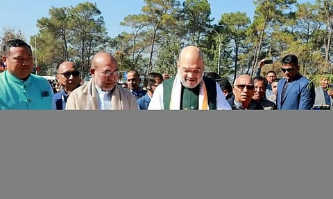 Union Home Minister Amit Shah inaugurates 122-feet-high Marjing Polo statue in Manipur