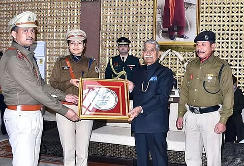 Arunachal Pradesh Governor BD Mishra presents citation to RGU's professor