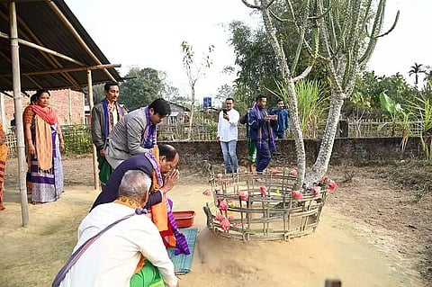 Assam Assembly Speaker Biswajit Daimary visits Bodo village near Namrup